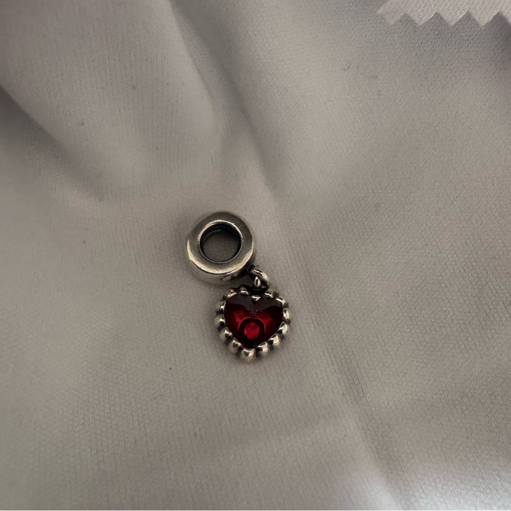 Retired Authentic Pandora Red Enamel Heart Dangle Charm